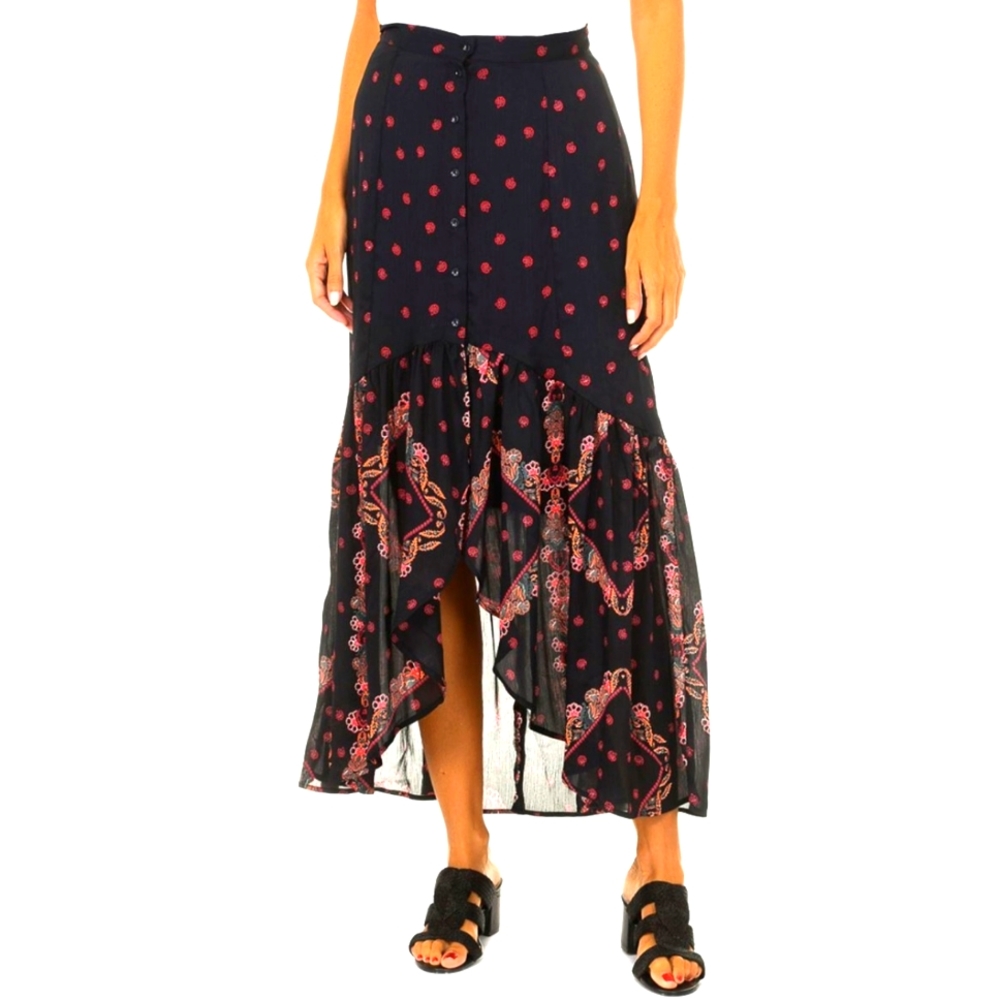 🆕️ Desigual Asymmetrical High Low Waterfall Floral Maxi Skirt New Without Tags